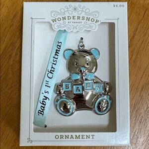 NIB Wondershop Silver and Blue Baby’s 1st Christmas Ornament Boy 2022